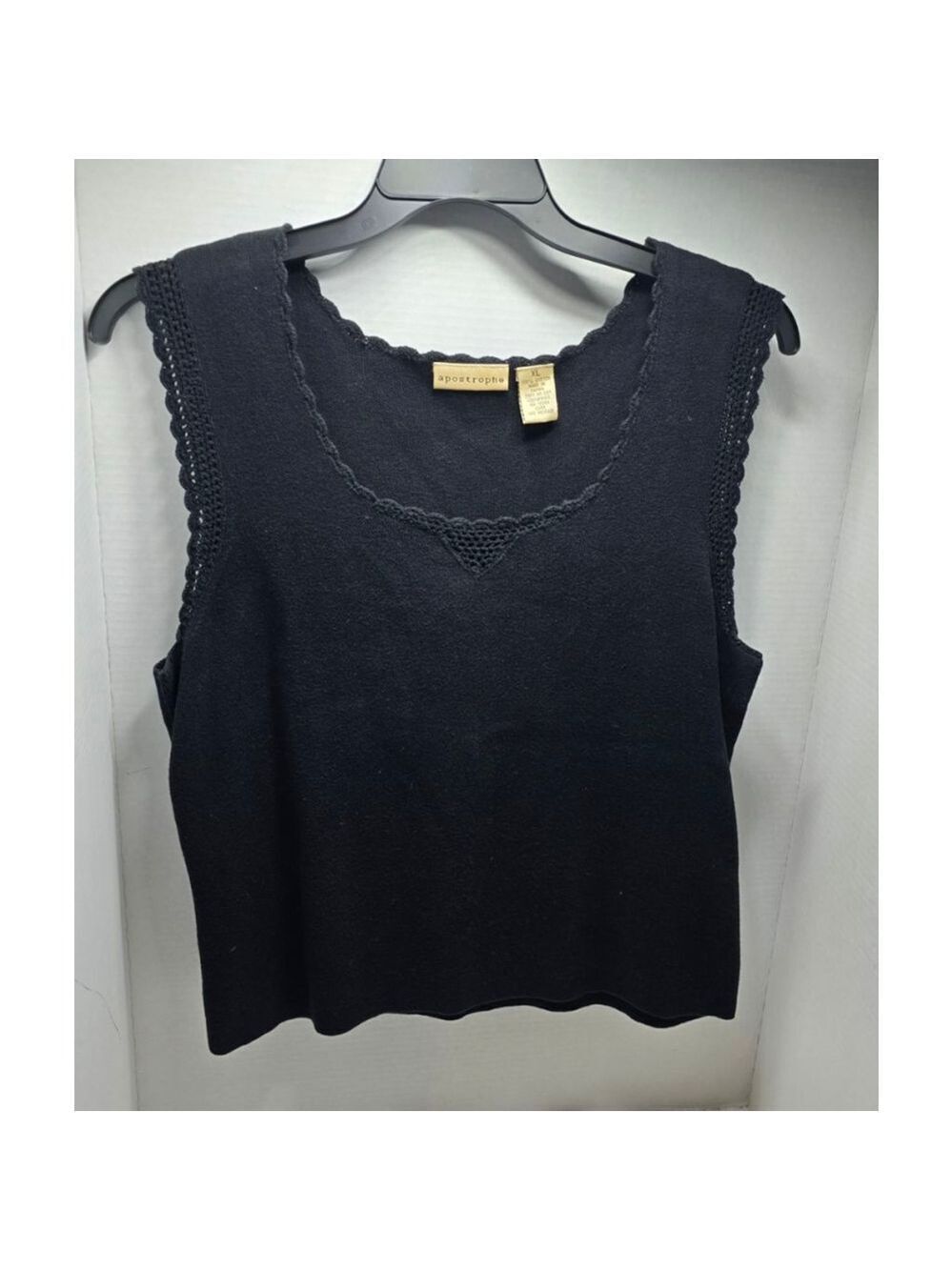 Women's Apostrophe Black Knit Tank Top XL